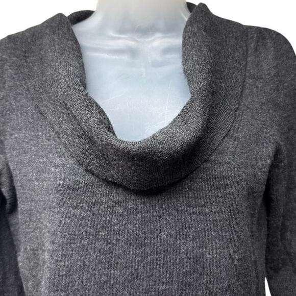 Vintage Y2K Carole Little Gray 100% Merino Wool Sweater Top Size Small Cowl Neck - Picture 2 of 6